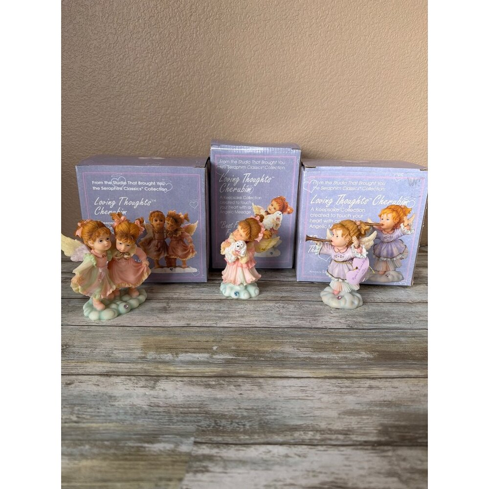 Roman Inc “Loving Thoughts Cherubim” Figurine 3-Pc Lot Emily Best Friends w/Box - Picture 3 of 16